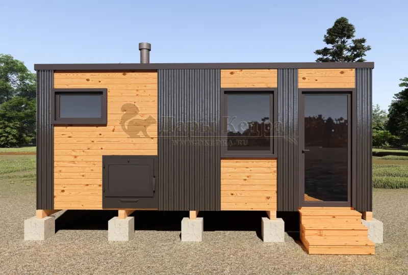 Каркасная баня «Лофт» из кедра 5х2,2 метра