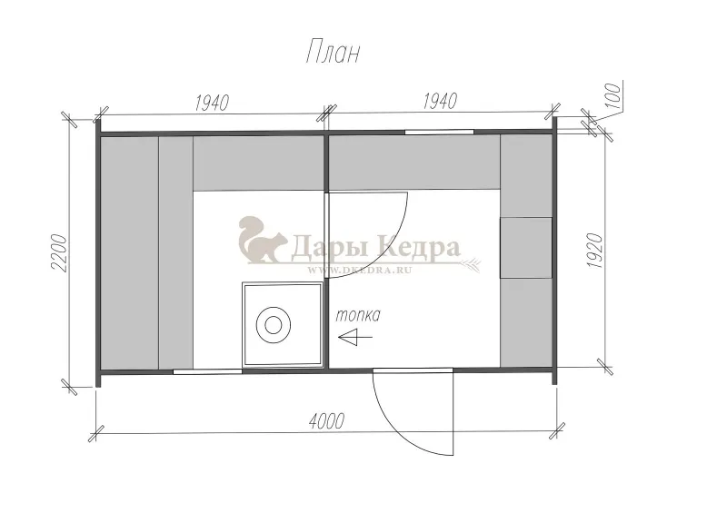 Баня-бочка овальная из кедра 4х2,2 метра