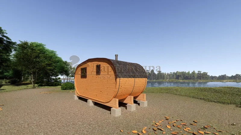 Баня-бочка овальная из кедра 5х2,2 метра