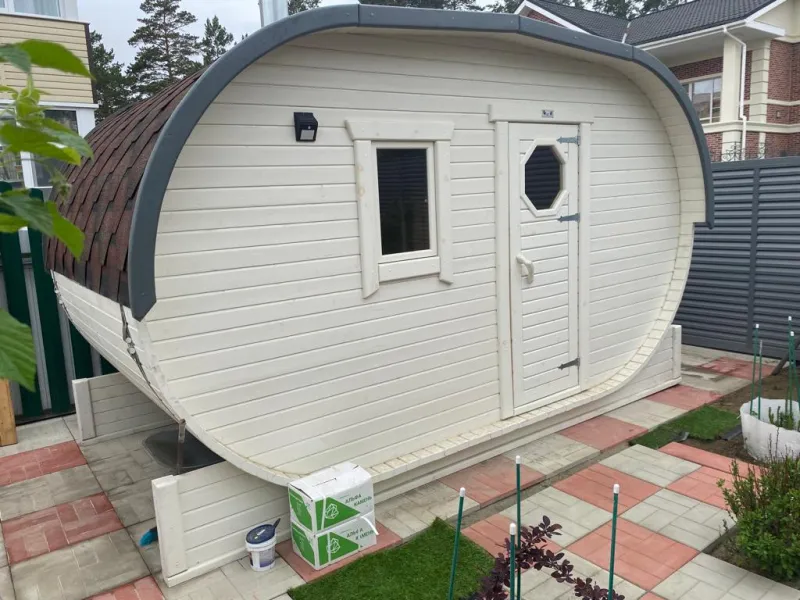 Баня-бочка овальная из кедра 4х2,2 метра